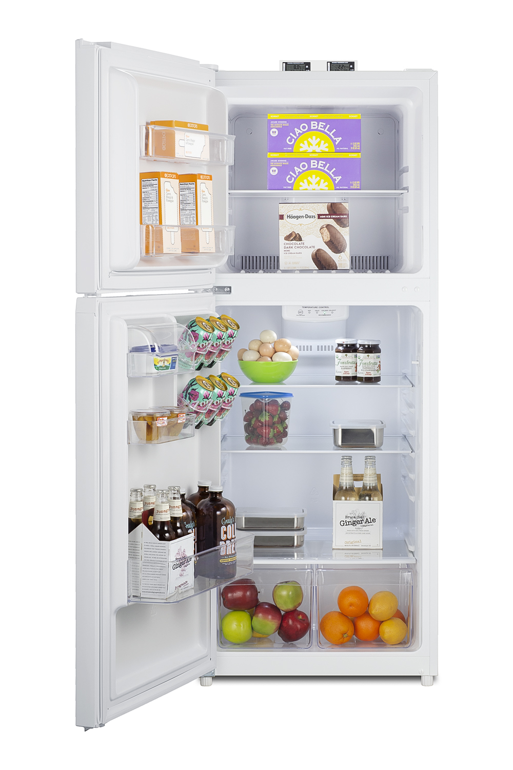 10.1 cu.ft. break room refrigerator-freezer in white with NIST calibrated alarm/thermometers, frost-free operation